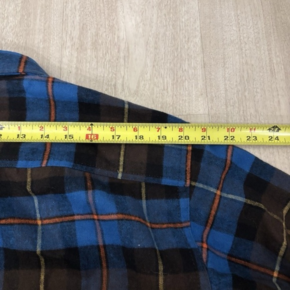 Vtg‎ LL Bean Flannel Shirt Mens L Blue Scotch Plaid Button Down Hiking Outdoor - Picture 8 of 11